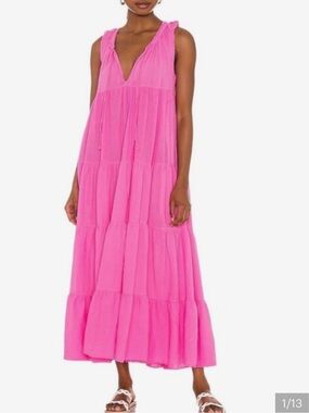 NWOT 9 Seed Resort Pink Tiered Maxi Dress M/L